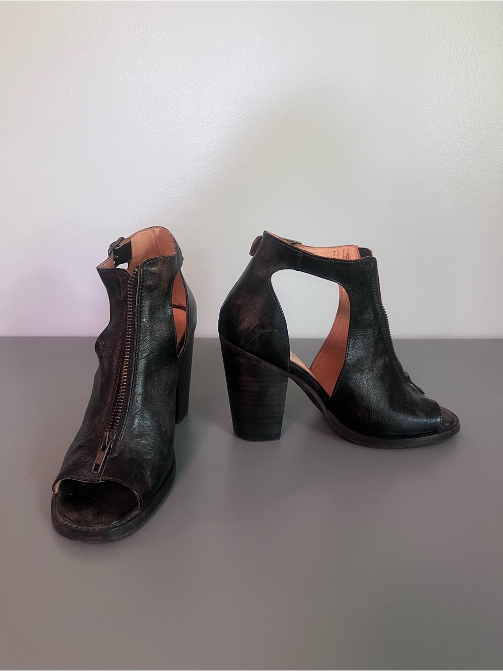Bed Stu Black Open-Toe Zip Heel Sandals - Women